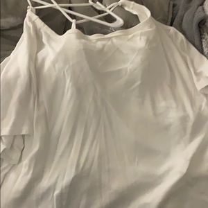 White tee with open back design